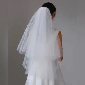 Two Tier Short Plain Wedding Veil